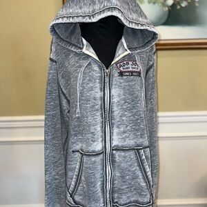 Vintage Ron Jon Gray Zip-Up Hoodie with Logo size XXL